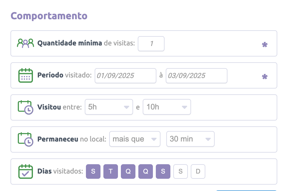 Menu de opções